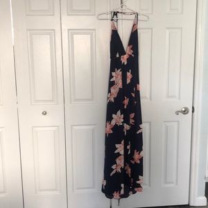 Long, floral dress with slit